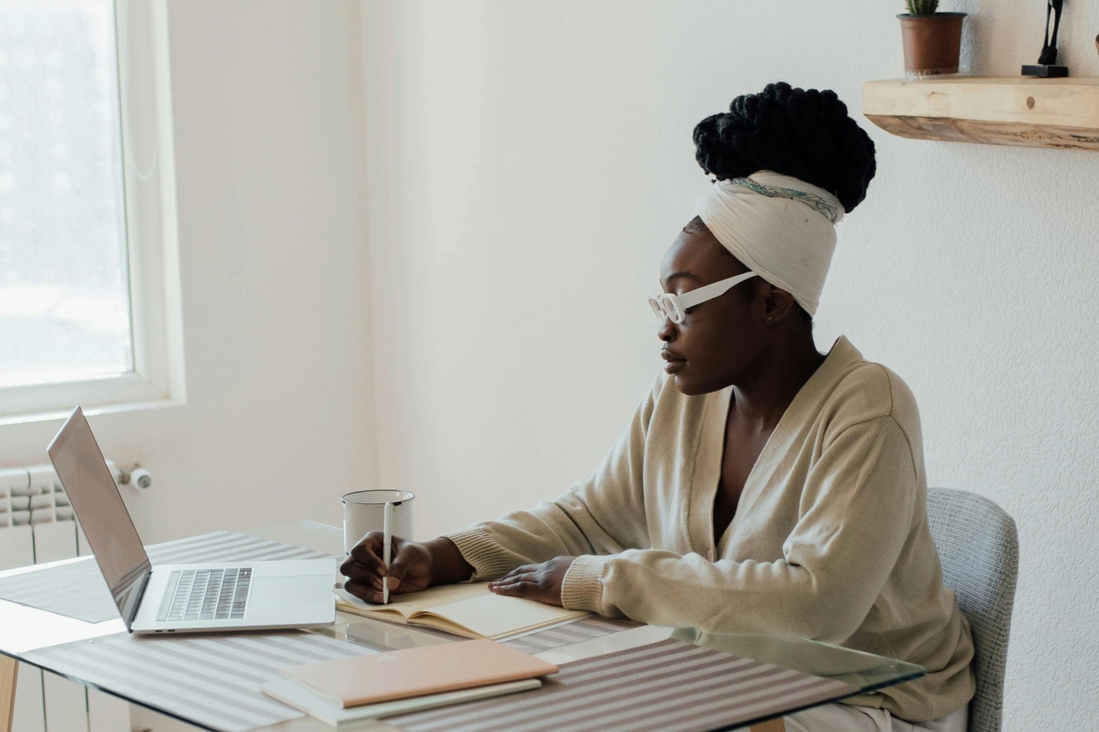 Lady sitting at table