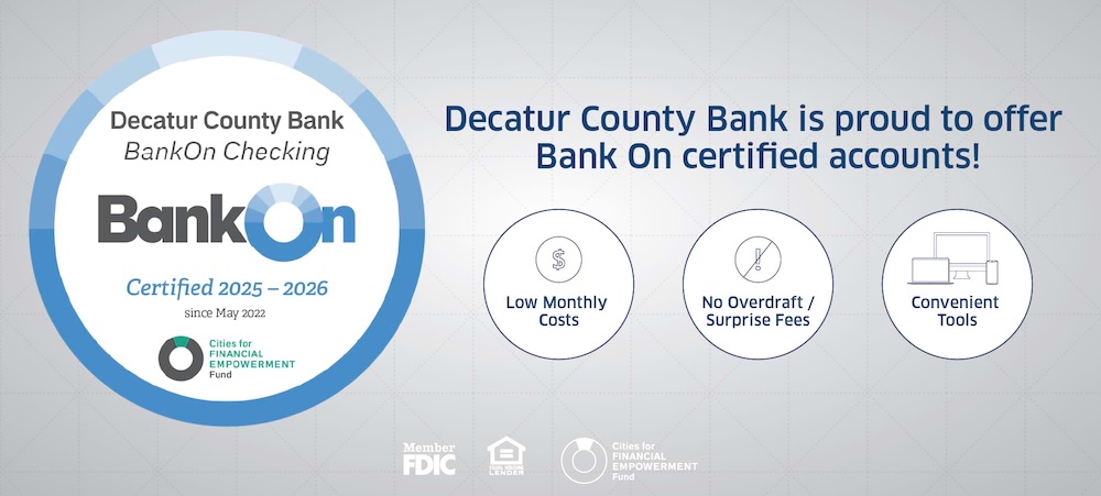 Decatur County Bank is proud to offer Bank On certified accounts